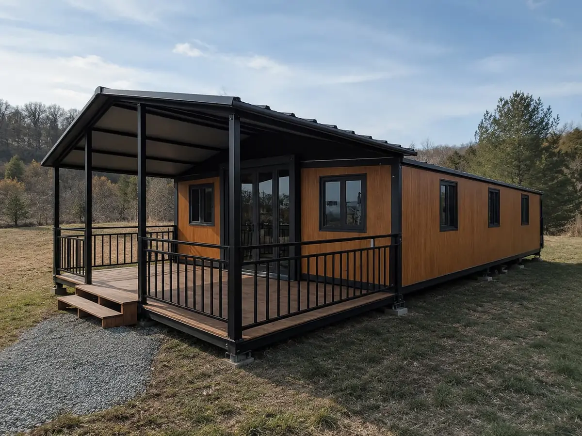 A warm timber home in an open Texas field — ownership made tangible